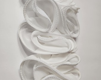 Patch Party Club, (1-pc) WHITE Satin 10" Rose Appliqué, (Sew-on) Luxe Layered Petal Embellishments for Couture Crafting & Fashion DIY's