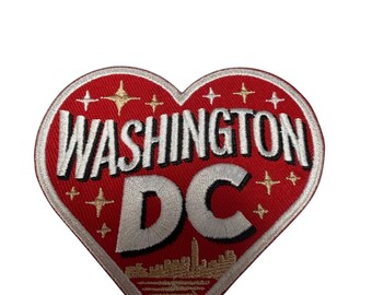 Patch Party Club (1-Pc.) Washington DC Patch, Heart Embroidered Adhesive Patch, DC Souvenir Patch, Washington DC Travel Patch, City Gift