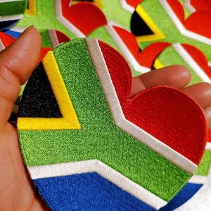 NEW, Collectable &quot;South-African Flag&quot; Iron-On 100% Embroidered Afrocentric Patch; Juneteenth, Red, Green, and Black, 4&quot;