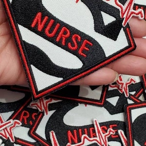 New Arrival, Super Nurse Badge Red/White/Black Embroidered Patch, Size 4, Iron-on Applique, DIY Patch for Clothing & Shoes image 5