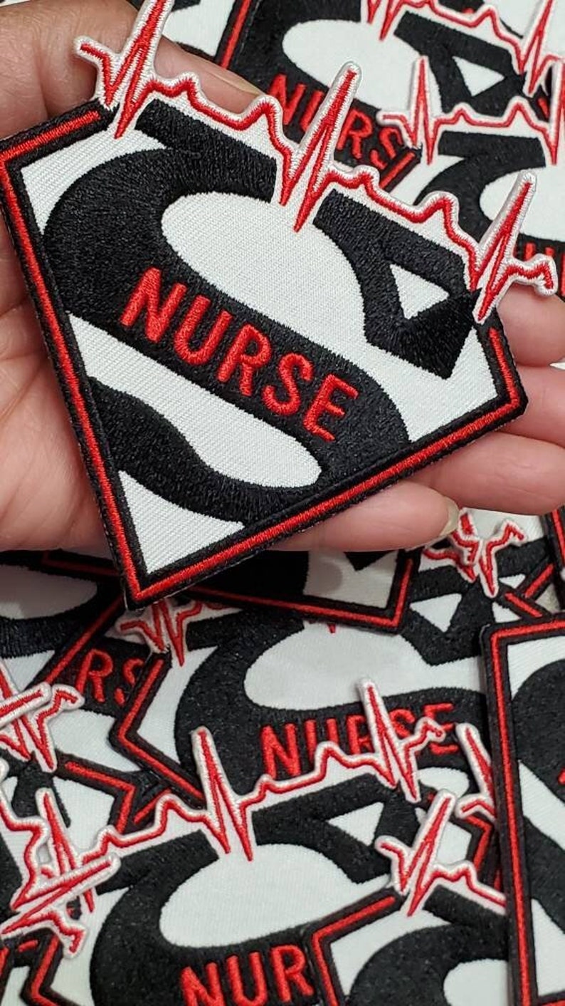 New Arrival, Super Nurse Badge Red/White/Black Embroidered Patch, Size 4, Iron-on Applique, DIY Patch for Clothing & Shoes image 5