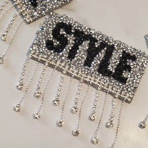 New Arrival, "STYLE" Blinged Out, Dripping Rhinestone Patch with Adhesive, Rhinestone Applique, Size 4"x4", Czech Rhinestones, DIY Applique