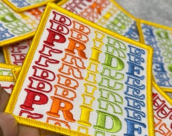 Pride Kollektion: 1 Stk, PRIDE Regenbogen Tasche, Sz 3 "x3" Gestickter Aufnäher zum Aufbügeln für Jacken, Hüte, Krokodile, Taschen & mehr, Pride Geschenke