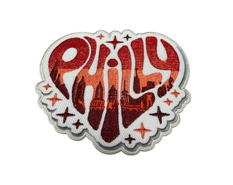 Patch Party Club (1-Pc.) Philly Patch, Philadelphia Skyline Embroidered Adhesive Patch, Philadelphia City Pride Patch, Travel Souvenir Patch
