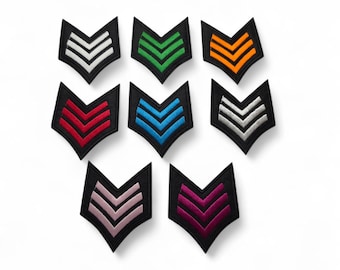 Patch Party Club,(2pc SET) Military Chevron Badges, Iron on Embroidered Patches for Hats, Jackets, Neck Ties, Bags, and more DIY