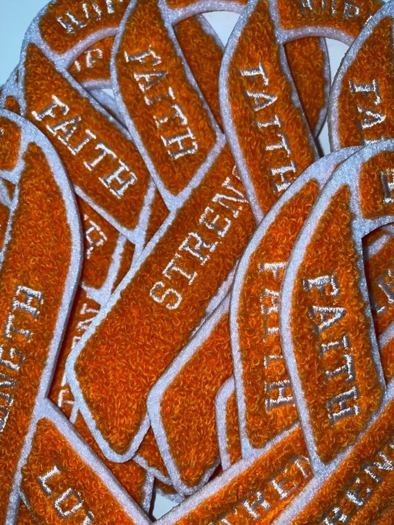 LEUKEMIA Awareness - Orange Ribbon - 3.5 Embroidered Iron or Sew