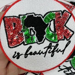 NUOVO arrivo, paillettes &quot;Black Is Beautiful&quot; toppa personalizzata (da stirare) toppa da 4&#39;&#39; per giacca di jeans, camicie, felpe con cappuccio, mimetica e altro, fai da te