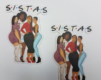 Sistas, BFF's, African American Planner Stickers, 2-pcs, Girly Stickers, Glam Girl Stickers, Black Girl Stickers, Happy Planner Stickers
