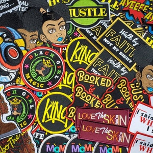 Mystery Box, Assorted Patch Gift Box | Afrocentric Patches, Flowers, Quotes, Animals, Sequins, Enamel Pins & Novelty Patches for Jackets
