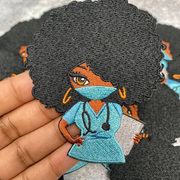 Nuevo parche "Enfermera linda y atrevida" con portapapeles (parche pequeño), 100 % bordado, tamaño 3.5", aplique termoadhesivo exclusivo, parche para chaqueta, parche para CR O Cs