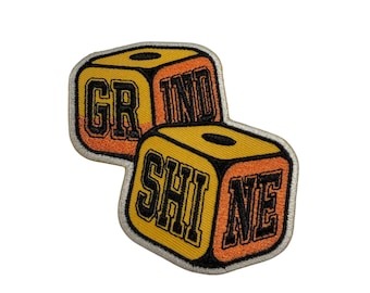 Patch Party Club (1 pièce) Écusson brodé Grind Shine Dice de 8,9 cm (3,5 pouces), écusson de motivation, applique décorative