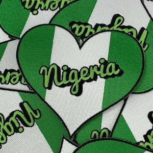 NEW, Collectable &quot;Nigeria-African Flag&quot; Iron-On 100% Embroidered Afrocentric Patch; Green, Black, and White, Size 4&quot;