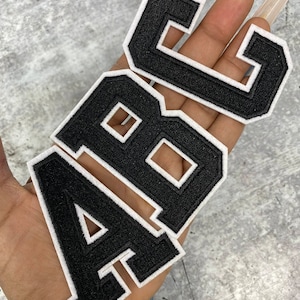 New, &quot;BLK/White&quot; 3&quot; Embroidered Letter w/Felt, Varsity Letter Patch, 1-pc, Iron-on Backing, Choose Your Letter, A-Z Letters, Diy Letters,