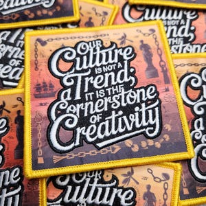 Patch Party Club, (1-pc) &quot;Our Culture is Cornerstone&quot; Vibrant Afrocentric Design, Sz 3*3&quot; Iron on, Embroidered Patch, Black History Patch