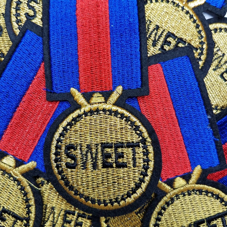 Cool Ribbon Badge sweet Red Blue Metallic Etsy