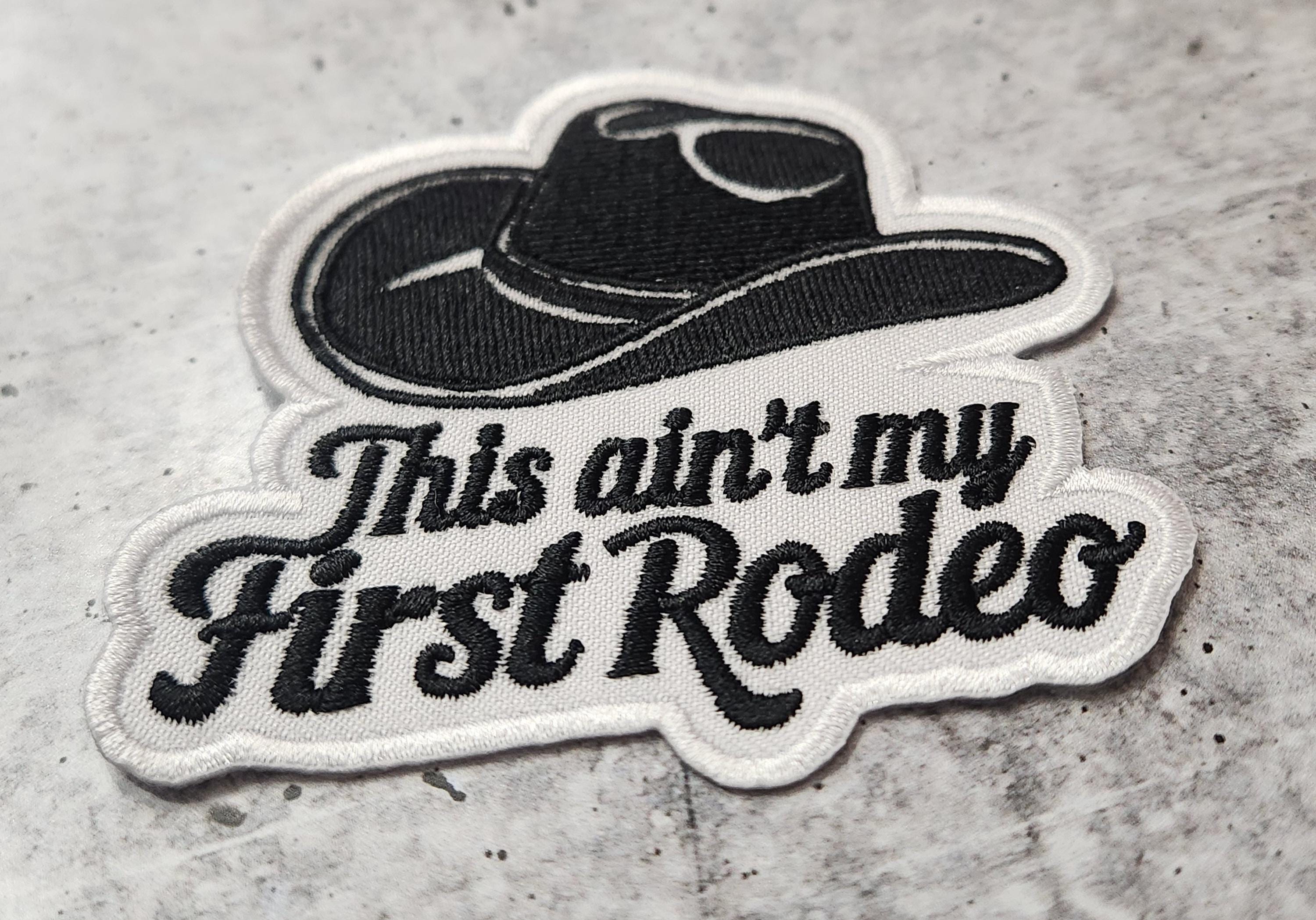 Patch Party Club, (1-pc) "This Ain't My First Rodeo" Western Patch, Iron-On Embroidered Badge, Sz 3", For Jackets, Bags, Trucker Hats & Shoe
