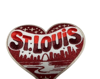 Patch Party Club (1-Pc.) St. Louis Patch, Heart Embroidered Adhesive Patch, Missouri Souvenir Patch, St Louis Travel Patch, City Gift