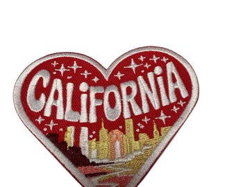 Patch Party Club (1-Pc.) California Patch, Heart Embroidered Adhesive Patch, California State Pride Patch, Travel Souvenir, West Coast Gift