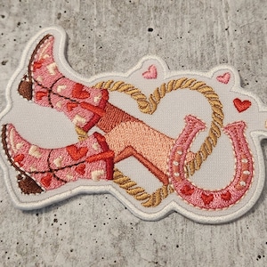 &quot;Patch &quot;&quot;Party Club&quot;&quot; Classic Pink Cowboy Boot Aufnäher zum Aufbügeln, Gr 3&quot;&quot;