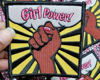Exclusive "Girl Power" Iron-on Embroidered Afrocentric Patch; Grl Pwr, Feminist Patch, Size 3"x3", Feminist AF, Positive Vibes, DIY Crafts