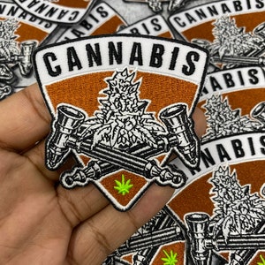 NUEVO, Parche bordado termoadhesivo "Insignia de Honor del Cannabis", para amantes de la marihuana, insignia de cannabis, amantes del THC y el CBD, regalos 420, tamaño 8.9 cm