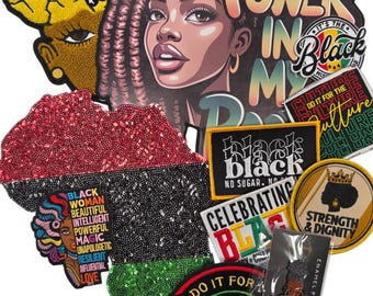 Patch Party Club, 12-Piece "Power in My Roots!" Inspirational Iron-On Patch Bundle | Embroidered DIY Fashion Patches | DIY Crafts
