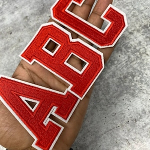 New, &quot;RED&quot; 3&quot; Embroidered Letter w/ White Felt, Varsity Letter Patch, 1-pc, Iron-on Backing, Choose Your Letter, A-Z Letters, Diy Letters,