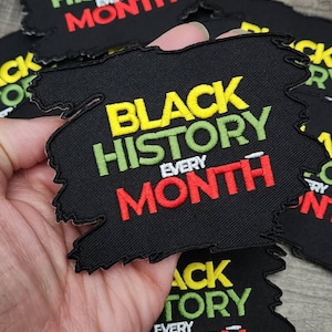 New, Colorful 1-pc, &quot;Black History Every Month&quot; Size 4&quot; Popular Patch, Iron-on Embroidered Patch; DIY Applique for Hat, and Jackets