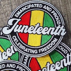 Patch Party Club, (1-pc) "Juneteenth Emancipation Celebration" Iron-On Embroidered Patch, Sz 3'', Patch for Jackets, Trucker Hats, Bags