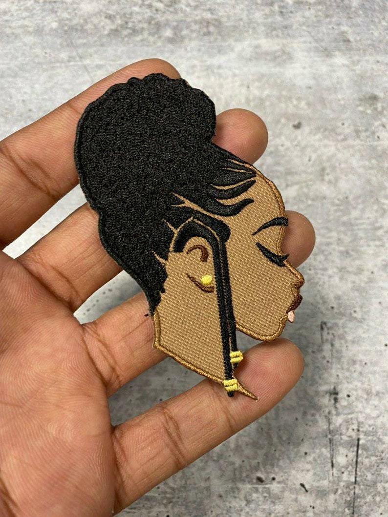 New, 'Braided Beauty' Afrocentric-Diva Patch, 3.5' Iron-on Embroidered Patch, DIY, Craft Supplies, Melanin Magic, Black Girl Applique 