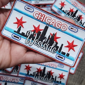 Collectable:&quot;Chicago WESTSIDE&quot; (1-pc) Iconic License Plate, Iron-On Embroidered Patch; Popular City Emblem, Sz. 4&quot;x1.75&quot; Patch for Clothing