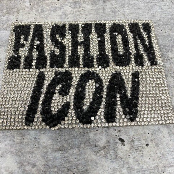 "NEU, Blinged Out ""Fashion Icon" Strass Patch mit kleber, Strass Applikation, Größe 13"x2.5", Tschechische Strasssteine, DIY Applikation."