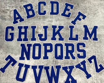 New, "BLUE/White" 3" Embroidered Letter w/Felt, Varsity Letter Patch, 1-pc, Iron-on Backing, Choose Your Letter, A-Z Letters, Diy Letters,