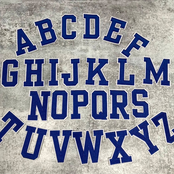 New, "BLUE/White" 3" Embroidered Letter w/Felt, Varsity Letter Patch, 1-pc, Iron-on Backing, Choose Your Letter, A-Z Letters, Diy Letters,