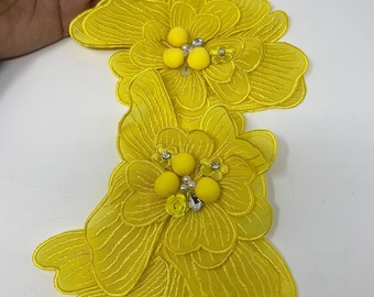 NEW, Exclusive, "Yellow Flower" Size 12'', (sew-on) Fashion Applique, Patch for Denim Jacket, Camo, Sweaters