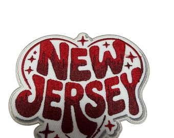 Patch Party Club (1-Pc.) New Jersey Heart Patch, Embroidered Adhesive Patch, NJ Souvenir Patch, State Pride Patch, Travel Patch