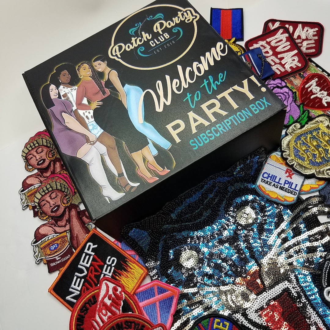 Patch Box Collection Past Monthly Subscription Sacks | Patch Party Club Monthly Patch Box ...