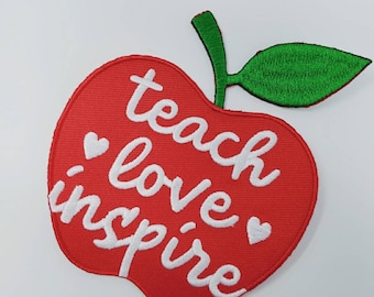 "Neu, ""Teach, Love, Inspire"" Geschenk für die Wertschätzung des Lehrers |." Bügelbild für Aufnäher für Aufnäher | 3-Zoll-Lehrer-Anhänger