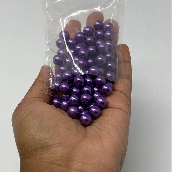 No Hole,"Purple Pearls" Loose Pearl Set,(100 PCS), Pearls For Pearl Setting Machine, Easy to Apply, Great For Garments, Denim, Fabric, Shoes