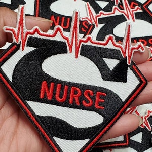 New Arrival, Super Nurse Badge Red/White/Black Embroidered Patch, Size 4, Iron-on Applique, DIY Patch for Clothing & Shoes image 3