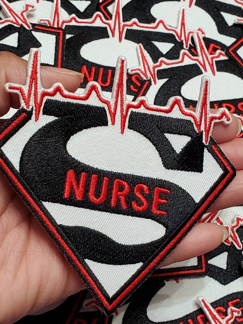 New Arrival, Super Nurse Badge Red/White/Black Embroidered Patch, Size 4, Iron-on Applique, DIY Patch for Clothing & Shoes image 3