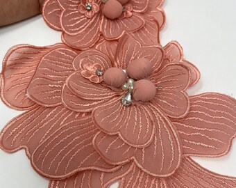 NEW, Exclusive, "Melon Flower" Size 12'', (sew-on) Fashion Applique, Patch for Denim Jacket, Camo, Sweaters