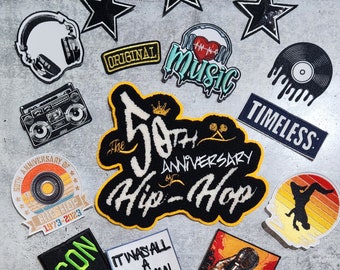 EXCLUSIVE: 50th Anniversary of Hip Hop Limited Edition Patch Collection (15-pc) Sew on and Iron on Patches for Jackets, Hoodies, Bundle Pack