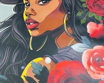 Patch Party Club, 12", "Around the Way Girl Floral" (1-pc) Ready to Press, DTF Transfer, Apparel Decorating, Tshirt Transfer