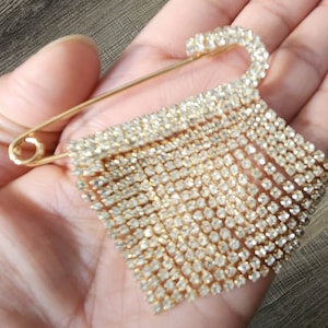Juego de 6 broches de seguridad con diamantes de imitación dorados &quot;Drippin&quot; para ropa y accesorios, imperdibles brillantes para manualidades, tamaño 7,6 cm, alfileres de aleación