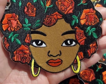 Beautiful NEW, "Floral Queen" Embroidered Patch, Size 4", Patches for Clothing and Accessories,Iron-on Applique, DIY, Craft Supplies