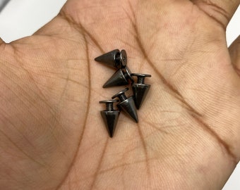 "NEU, "Screw on Spikes", 10 mm ""Schwarze"" Spiked Ohrstecker, Cone Spikes Schraubniete für Kleidung, Leder, Spikes mit Schrauben, 100 Stück."