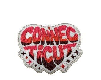 Patch Party Club (1-Pc.) Connecticut Patch, CT State Pride Embroidered Adhesive Patch, Connecticut Souvenir, New England Travel Patch