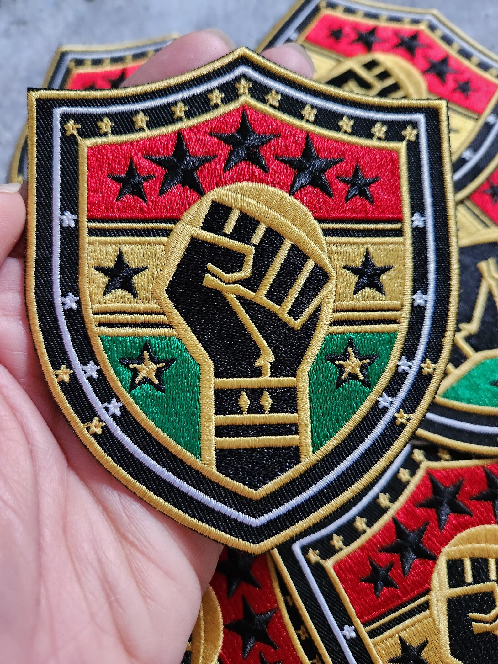 Heraldic Patch,(1-pc) "unity & Valor Fist" Embroidered Patch Sz 4 ...