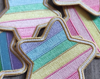Patch Party Club (pacote de atacado com 6 peças) "Estrela multicolorida" Patches termocolantes premium – mesmo estilo, chapéus, jaquetas, preço sugerido: 35